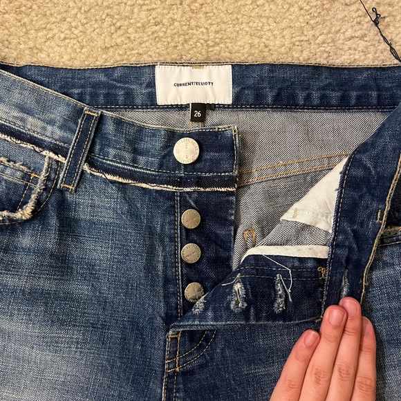 Current/Elliott distressed boyfriend/straight leg hidden fly jeans size 26 - Picture 5 of 5
